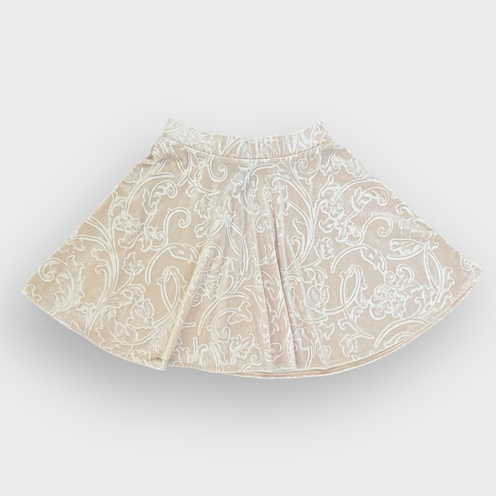 Forever 21 Blush Pink Floral Baroque Velvet Skater Skirt - Picture 1 of 3